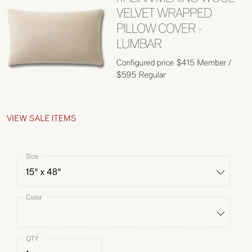 Restoration Hardware lumbar pillow (merino wool)